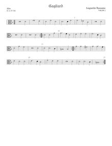 Partition ténor viole de gambe 1, alto clef, pavanes et Galliards pour 5 violes de gambe par Augustine Bassano
