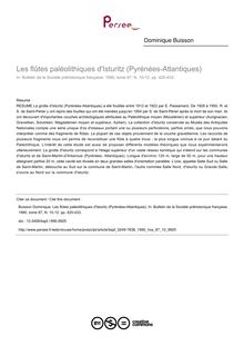 Les flûtes paléolithiques d Isturitz (Pyrénées-Atlantiques) - article ; n°10 ; vol.87, pg 420-433