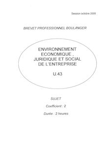 Bp boulanger environnement economique juridique et social de l entreprise 2005