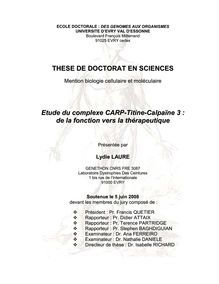 Etude du complexe CARP-Titine-Calpaïne 3 : de la fonction vers la thérapeutique, Study of the CARP-Titin-Calpain 3 complex : from function to therapeutics