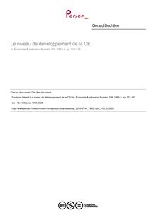 Le niveau de développement de la CEI - article ; n°3 ; vol.109, pg 121-132