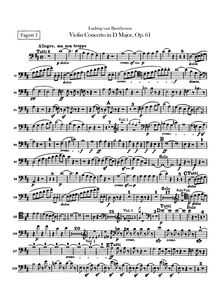 Partition basson 1, 2, violon Concerto, D Major, Beethoven, Ludwig van