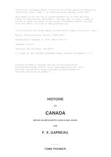 Histoire du Canada depuis sa découverte jusqu à nos jours. Tome I par F.