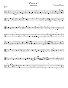 Partition ténor viole de gambe, alto clef, pour First Booke of chansonnettes to Two Voyces par Thomas Morley