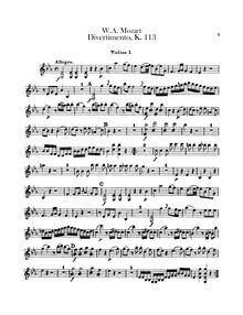 Partition violons I, II, Divertimento, Divertimento No.1, E♭ major