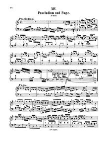 Partition complète, Prelude et Fugue, Präludium und Fuge, A minor par Johann Sebastian Bach