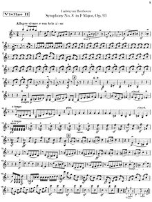 Partition violons II, Symphony No.8, F major, Beethoven, Ludwig van