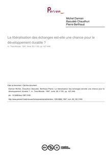 La libéralisation des échanges est-elle une chance pour le développement durable ? - article ; n°150 ; vol.38, pg 427-446