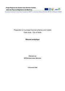 Preparation of municipal financial schemes and models Case study ...