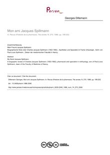 Mon ami Jacques Spillmann - article ; n°270 ; vol.74, pg 199-202