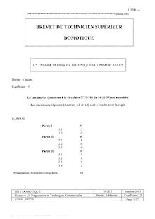 Négociation et techniques commerciales 2003 BTS Domotique