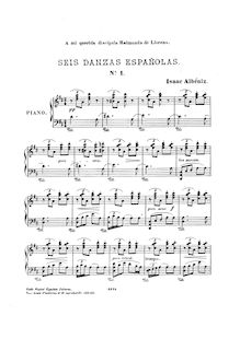 Partition complète, 6 Danzas Españolas, Op.37, Albéniz, Isaac