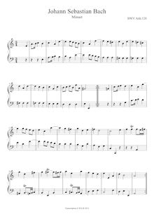 Partition complète, Minuet en A minor, BWV Anh.120, Keyboard, Bach, Johann Sebastian