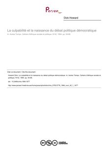 La culpabilité et la naissance du débat politique démocratique - article ; n°1 ; vol.42, pg 54-66