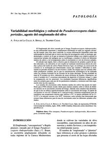 Variabilidad morfológica y cultural de Pseudocercospora cladosporioides, agente del emplomado del olivo