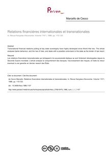 Relations financières internationales et transnationales - article ; n°1 ; vol.1, pg 110-125