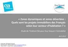 Zones dynamiques et zones désertées : Quels sont les projets immobiliers des Français selon leur secteur d’habitation ? (Etude CSA pour Guy Hoquet)