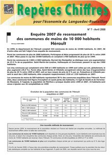 Enquête 2007 de recensement des communes de moins de 10 000 habitants Hérault