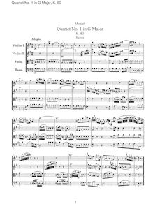 Partition complète, corde quatuor No.1, Lodi Quartet, G major, Mozart, Wolfgang Amadeus par Wolfgang Amadeus Mozart