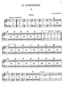 Partition harpe, Symphony No.1 en G minor, 1re Symphonie, Kalinnikov, Vasily