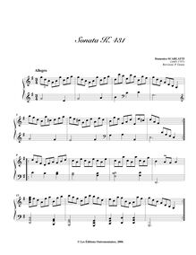Partition Sonata K.431, 100 clavier sonates, Scarlatti, Domenico
