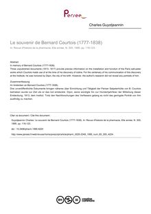 Le souvenir de Bernard Courtois (1777-1838) - article ; n°305 ; vol.83, pg 116-123