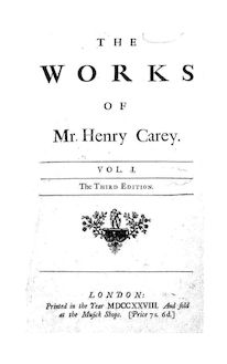 Partition complète, pour travaux of Mr. Henry Carey, Carey, Henry par Henry Carey
