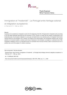 Immigration et modernité : Le Portugal entre héritage colonial et intégration européenne - article ; n°1 ; vol.11, pg 38-54