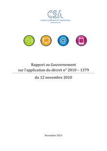 Rapport au Gouvernement sur l’application du décret n° 2010-1379 du 12 novembre 2010 relatif aux services de médias audiovisuels à la demande (SMAD)