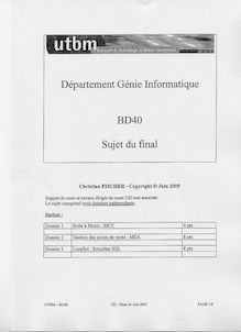 Systèmes d information 2005 Génie Informatique Université de Technologie de Belfort Montbéliard