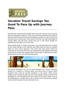 Vacation Travel Savings Too Good To Pass Up with Journey Pass