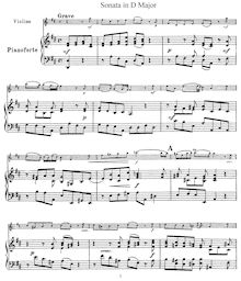 Partition Sonata en D Major, violon sonates, Tartini, Giuseppe