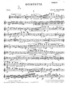 Partition flûte, Piano quintette, Op.8, D minor, Magnard, Albéric