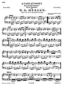 a belle françoise, Variationen über La belle françoise par Wolfgang Amadeus Mozart