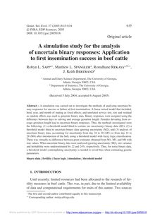 A simulation study for the analysis of uncertain binary responses: Application to first insemination success in beef cattle