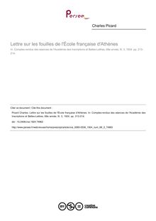 Lettre sur les fouilles de l École française d Athènes - article ; n°3 ; vol.68, pg 213-214