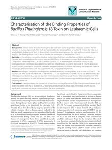 Characterisation of the Binding Properties of Bacillus Thuringiensis18 Toxin on Leukaemic Cells