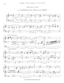 Partition , Cromhorne ou Tierce en Taille, Livre d orgue No.1, Premier Livre d Orgue