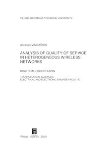 Analysis of Quality of Service in Heterogeneous Wireless Networks ; Paslaugų kokybės heterogeniniuose bevieliuose tinkluose tyrimai