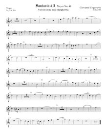 Partition ténor viole de gambe 2, octave aigu clef, Fantasia pour 5 violes de gambe, RC 53