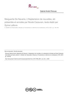 Marguerite De Navarre, L Heptaméron de nouvelles, éd. présentée et annotée par Nicole Cazauran, texte établi par Sylvie Lefèvre  ; n°1 ; vol.53, pg 159-160