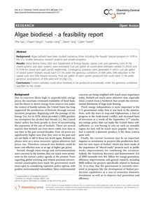 Algae biodiesel - a feasibility report