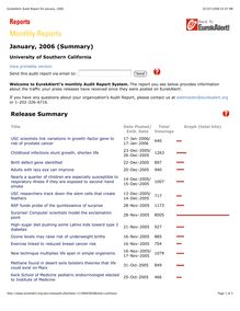 EurekAlert! Audit Report for January, 2006