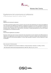 Egalitarisme de la dominance et utilitarisme - article ; n°4 ; vol.50, pg 733-755