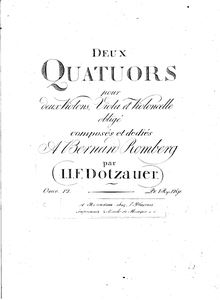 Partition parties complètes, 2 corde quatuors, Dotzauer, Friedrich