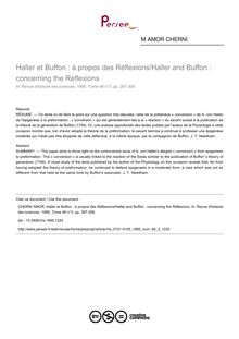 Haller et Buffon : à propos des Réflexions/Haller and Buffon : concerning the Reflexions - article ; n°3 ; vol.48, pg 267-306