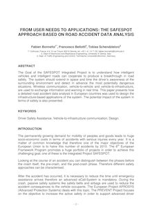 FROM USER NEEDS TO APPLICATIONS: THE SAFESPOT APPROACH BASED ON ROAD ACCIDENT DATA ANALYSIS