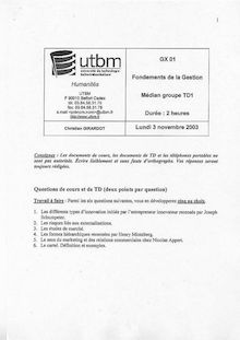 Fondements de la gestion 2003 Université de Technologie de Belfort Montbéliard