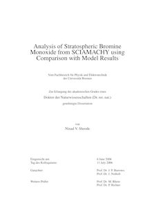 Analysis of stratospheric bromine monoxide from SCIAMACHY using comparison with model results [Elektronische Ressource] / von Ninad V. Sheode