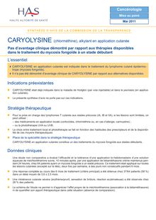 CARYOLYSINE - CARYOLYSINE 25-05-2011 synthèse CT-9861
